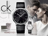 Calvin Klein Surround Black Dial Black Leather Strap Watch for Men - K3W211C1