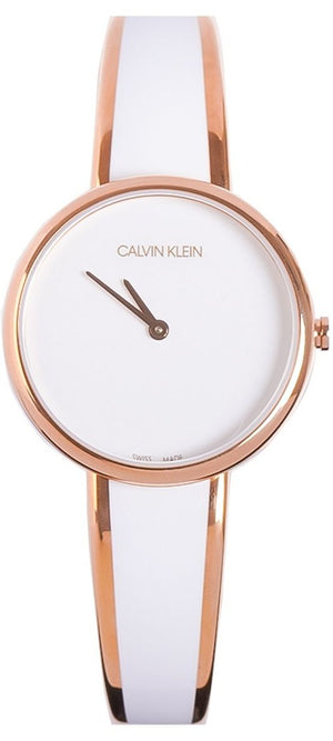 Calvin Klein Seduce White Dial Two Tone Steel Strap Watch for Women - K4E2N616