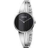 Calvin Klein Drift Black Dial Silver Steel Strap Watch for Women - K6S2N111