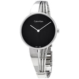 Calvin Klein Drift Black Dial Silver Steel Strap Watch for Women - K6S2N111