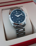 Omega Seamaster Aqua Terra Quartz Diamond Black Dial Silver Steel Strap Watch for Women - 220.10.28.60.51.001