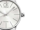 Calvin Klein Post Minimal Silver Dial Black Leather Strap Watch for Men - K7621192