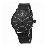 Calvin Klein Black Dial Black Leather Strap Watch for Women - K7622401