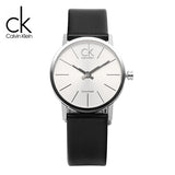 Calvin Klein Post Minimal Silver Dial Black Leather Strap Watch for Men - K7622185