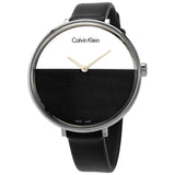 Calvin Klein Rise White Grey Dial Black Leather Strap Watch for Women - K7A231C3