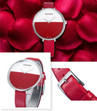 Calvin Klein Rise Yellow Red Dial Red Leather Strap Watch for Women - K7A231UP