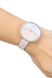 Calvin Klein Rise White Beige Dial Beige Leather Strap Watch for Women - K7A231XH