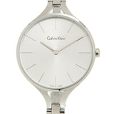 Calvin Klein Graphic White Dial Silver Steel Strap Watch for Women - K7E23146