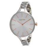 Calvin Klein Graphic Silver Dial Silver Steel Strap Watch for Women - K7E23B46