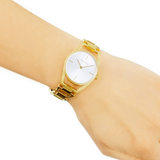 Calvin Klein Dainty White Dial Gold Steel Strap Watch for Women - K7L23546