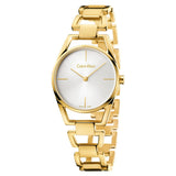 Calvin Klein Stately Silver Dial Gold Steel Strap Watch for Women - K3G23526