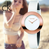 Calvin Klein Chic White Dial White Leather Strap Watch for Women - K7N236K2