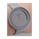 Calvin Klein Chic Silver Dial White Leather Strap Watch for Women - K7N23UP8