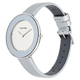 Calvin Klein Chic Silver Dial White Leather Strap Watch for Women - K7N23UP8