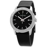 Calvin Klein Steady Black Dial Black Leather Strap Watch for Women - K7Q211C1