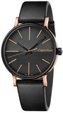 Calvin Klein Boost Black Dial Black Leather Strap Watch for Men - K7Y21TCZ