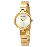 Calvin Klein Authentic Silver Dial Gold Steel Strap Watch for Women - K8G23546