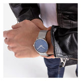 Calvin Klein High Noon Quartz Blue Dial Silver Mesh Bracelet Watch for Men - K8M2112N