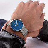 Calvin Klein High Noon Chronograph Blue Dial Silver Mesh Bracelet Watch for Men - K8M2712N