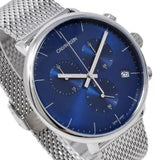 Calvin Klein High Noon Chronograph Blue Dial Silver Mesh Bracelet Watch for Men - K8M2712N