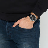Calvin Klein High Noon Chronograph Black Dial Black Leather Strap Watch for Men - K8M271C1