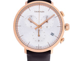 Calvin Klein High Noon Silver Dial Brown Leather Strap Watch for Men - K8M276G6