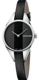 Calvin Klein Rebel Black Grey Dial Black Leather Strap Watch for Women - K8P231C1