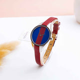 Calvin Klein Rebel Blue Maroon Dial Maroon Leather Strap Watch for Women - K8P231UN