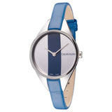 Calvin Klein Rebel Blue Silver Dial Blue Leather Strap Watch for Women - K8P231V6