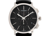 Calvin Klein Posh Black Dial Black Leather Strap Watch for Men - K8Q371C1