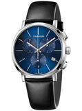 Calvin Klein Chronograph Blue Dial Black Leather Strap Watch for Men - K8Q371CN