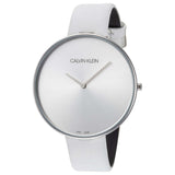 Calvin Klein Full Moon White Dial White Leather Strap Watch for Women - K8Y231L6