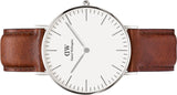 Daniel Wellington St Mawes White Dial Brown Leather Strap Watch For Men - DW00100052