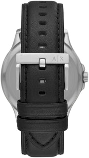 Armani Exchange Hampton Chronograph Black Dial Black Leather Strap Watch For Men - AX2101