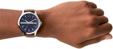 Armani Exchange Hampton Chronograph Blue Dial Brown Leather Strap Watch For Men - AX2133