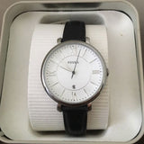 Fossil Jacqueline Quartz White Dial Black Leather Strap Watch for Women - ES3972