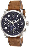 Tommy Hilfiger Briggs Chronograph Blue Dial Brown Leather Strap Watch for Men - 1791424