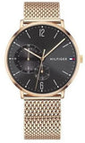 Tommy Hilfiger Brooklyn Grey Dial Gold Mesh Bracelet Watch for Men - 1791506