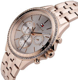Tommy Hilfiger Ari Diamonds Silver Dial Rose Gold Steel Strap Watch for Women - 1781978
