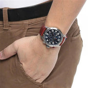 Tommy Hilfiger Trent Quartz Blue Dial Brown Leather Strap Watch for Men - 1791066