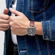 Tommy Hilfiger Dean Multifunctional Blue Dial Brown Leather Strap Watch for Men - 1791275