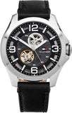 Tommy Hilfiger Bruce Analog Black Dial Black Leather Strap Watch for Men - 1791279