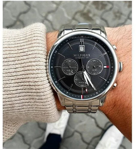 Tommy Hilfiger Kyle Chronograph Grey Dial Silver Steel Strap Watch