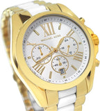 Michael Kors Bradshaw Chronograph White Dial Two Tone Steel Strap Watch For Women - MK5743