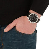 Hugo Boss Aeroliner Chronograph Quartz Black Dial Black Leather Strap Watch For Men - HB1512448