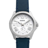 Fossil Cecile White Dial Blue Leather Strap Watch for Women - AM4531