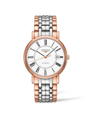 Longines Presence 38.5mm Automatic White Dial Two Tone Steel Strap Watch for Men - L4.921.1.11.7