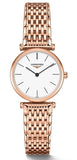Jam Tangan Wanita Longines La Grande Classique dengan Dial Putih dan Gelang Mesh Emas Mawar - L4.209.1.92.8