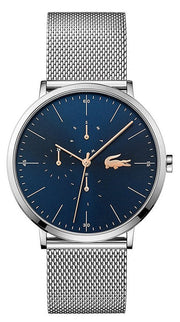 Lacoste Moon Multifunction Blue Dial Silver Mesh Strap Watch for Men - 2011024