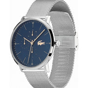 Lacoste Moon Multifunction Blue Dial Silver Mesh Strap Watch for Men - 2011024